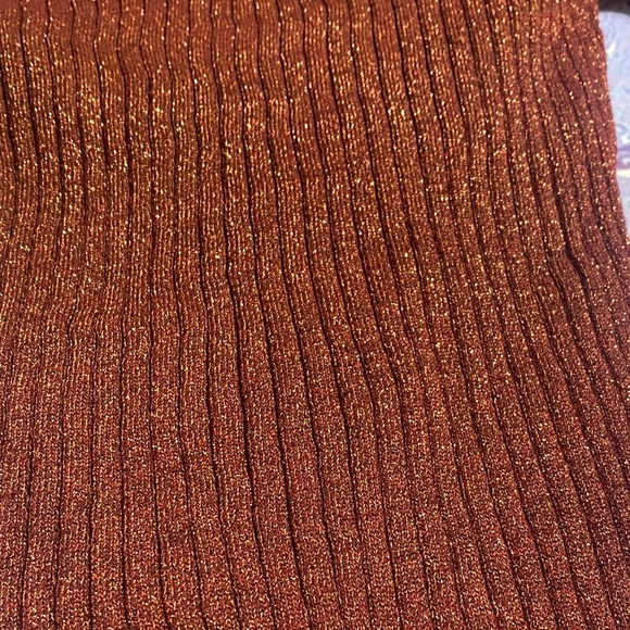 A New Day Metallic Ribbed Long Sleeve Sweater Rust Red Shimmer Knit Size M Top - Picture 7 of 10